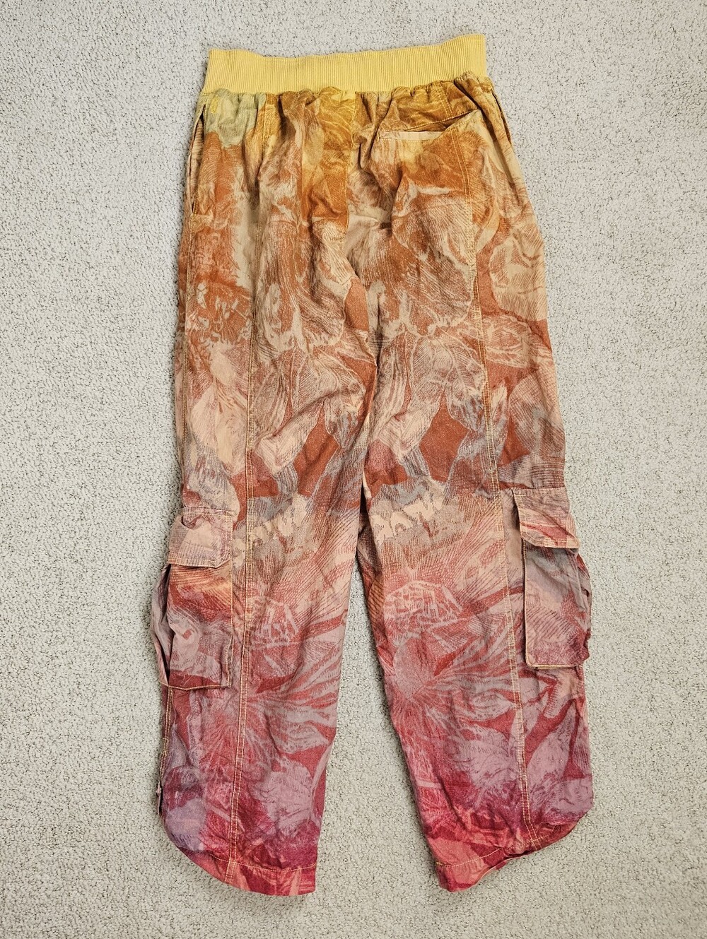 FP Movement Mesmerize Me Pants Womens M Yellow Orange Pink Gorpcore Hippie - Picture 4 of 11